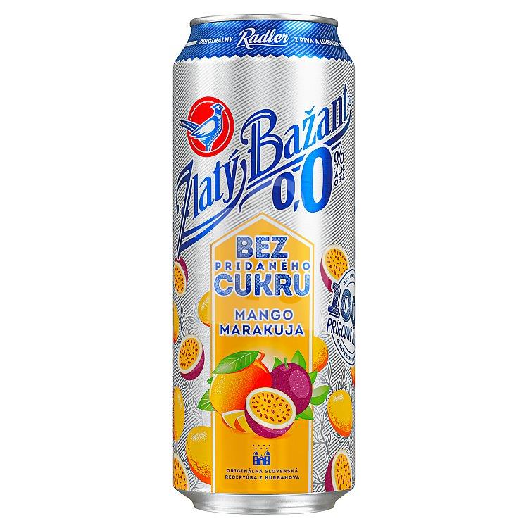 Miešaný nealkoholický nápoj z piva Radler bez pridaného cukru 0,0% mango maracuja 500ml plech Zlatý Bažant