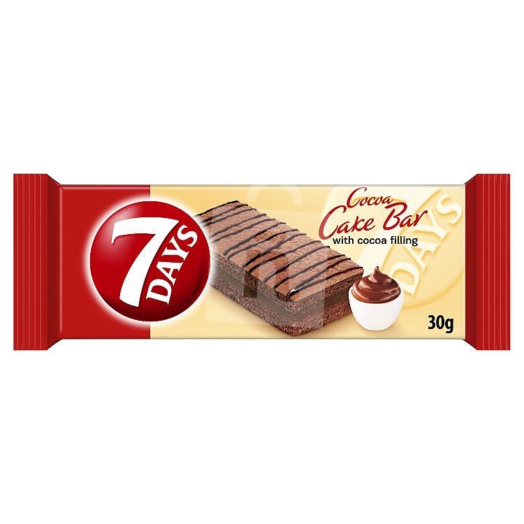 Cake bar jemné trvanlivé pečivo mini rez kakaové s kakaovou náplňou s kakaovým zdobením 30g 7 DAYS