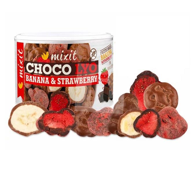 Chrumkavé Ovocie banániky a jahody v čokoláde 150g mix it