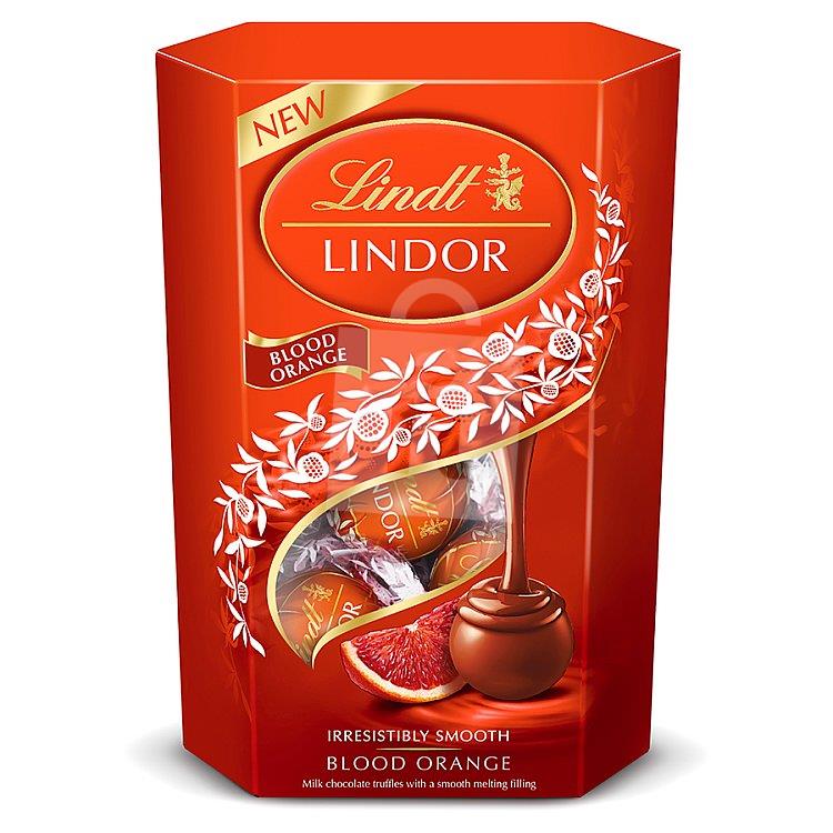 Lindt Lindor Mliečná čokoláda s jemnou náplňou z červeného pomaranča 200 g
