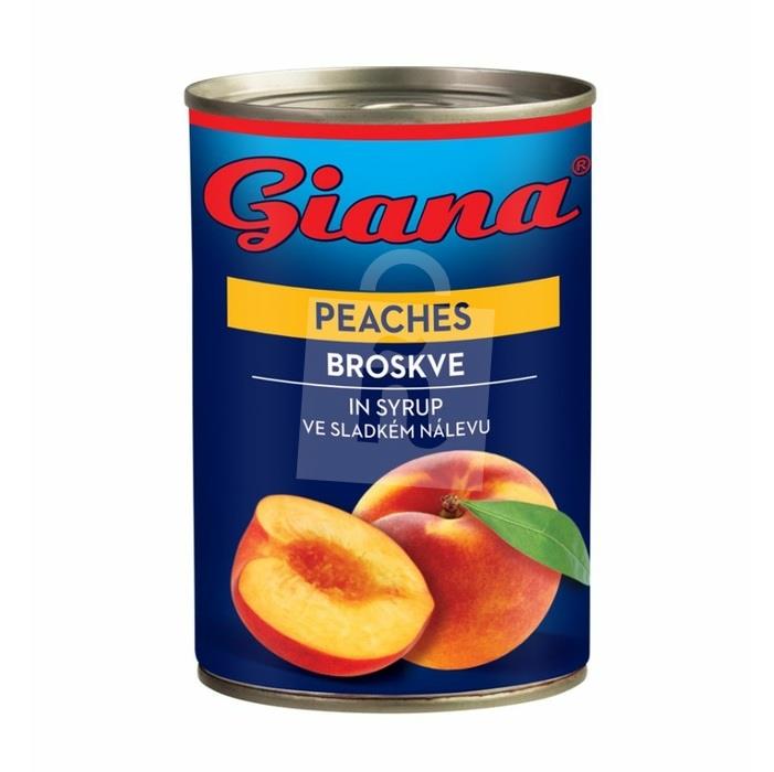 Kompót broskyne polené v mierne sladkom náleve 425ml / PP 210g /410g Giana