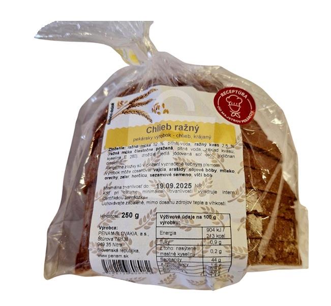 Chlieb ražný krájaný, balený 250g Penam