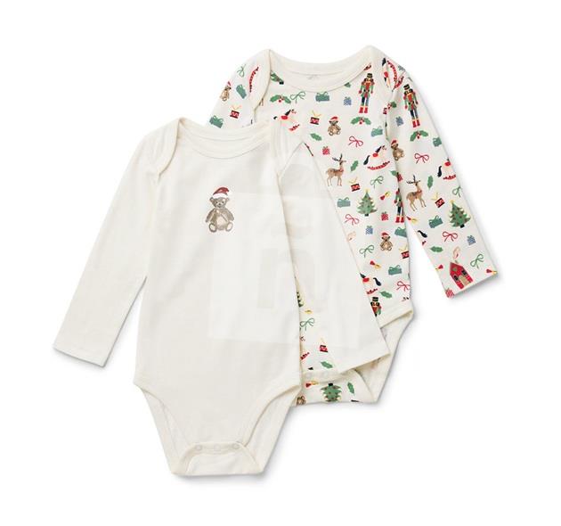 Body detské dlhý rukáv s potlačou medveďa 86/92 2ks Tchibo