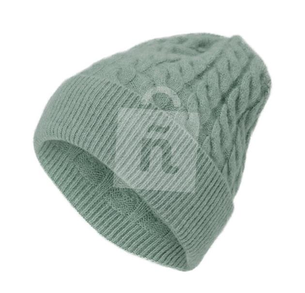 Čiapka dámska pletená s vrkočovým vzorom šalviovozelená s melírom Tchibo