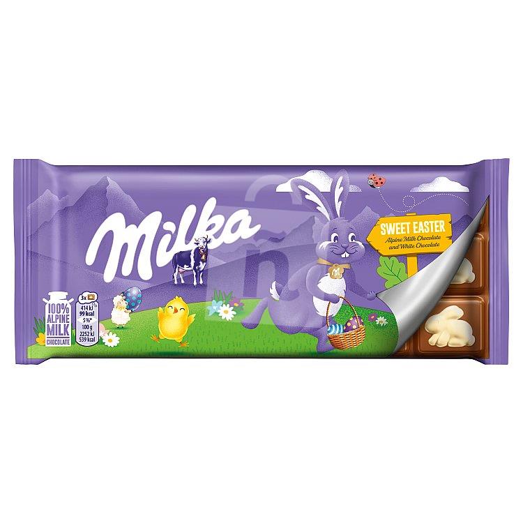 Čokoláda mliečna Sweet easter z alpského mlieka s bielou čokoládou 92g Milka