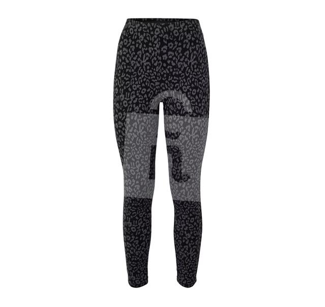 Legínsy dámske čierne s hnedou leoparďou potlačou M 40/42 Tchibo