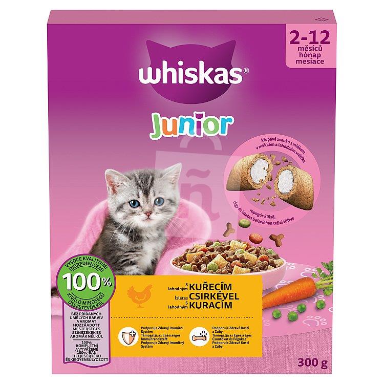 Granule kompletné krmivo pre mačky Junior s lahodným kuracím 300g Whiskas
