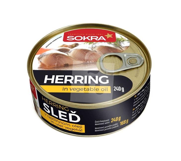 Sleď v rastlinnom oleji rezy PP 168g / 240g Sokra